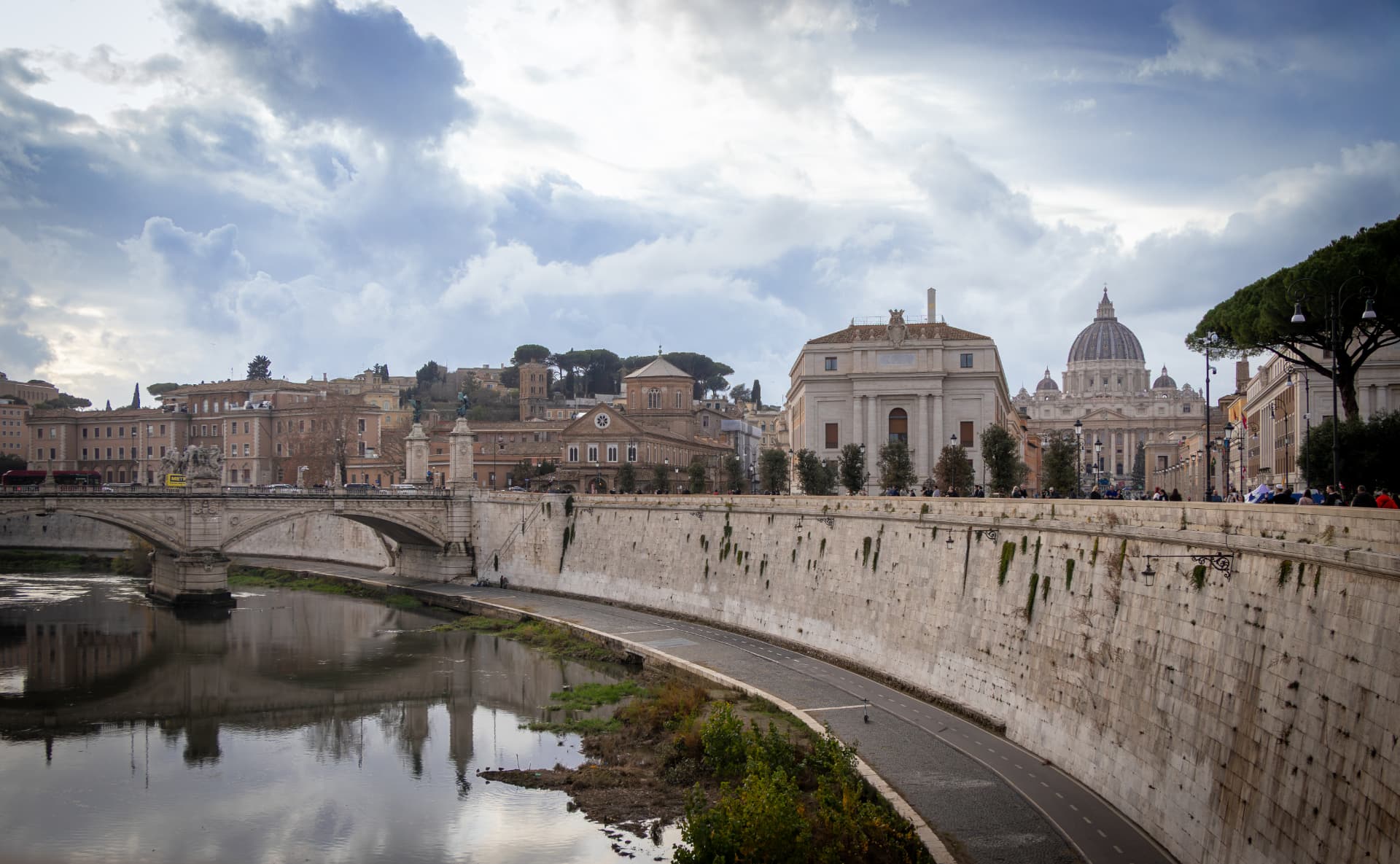 Bridge over the Tiber with St. Peter's dome