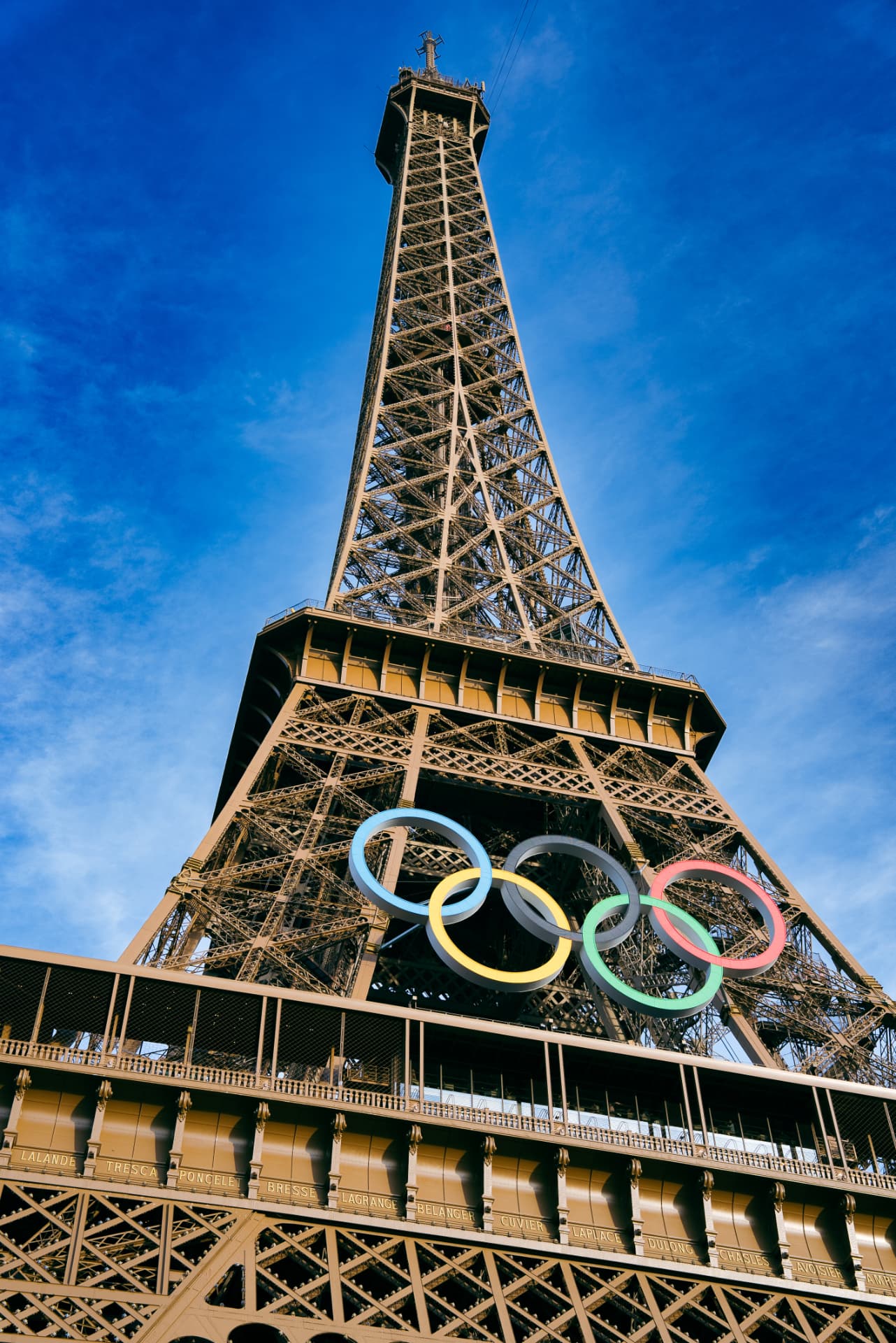 The Eiffel Tower with the Olympic rings